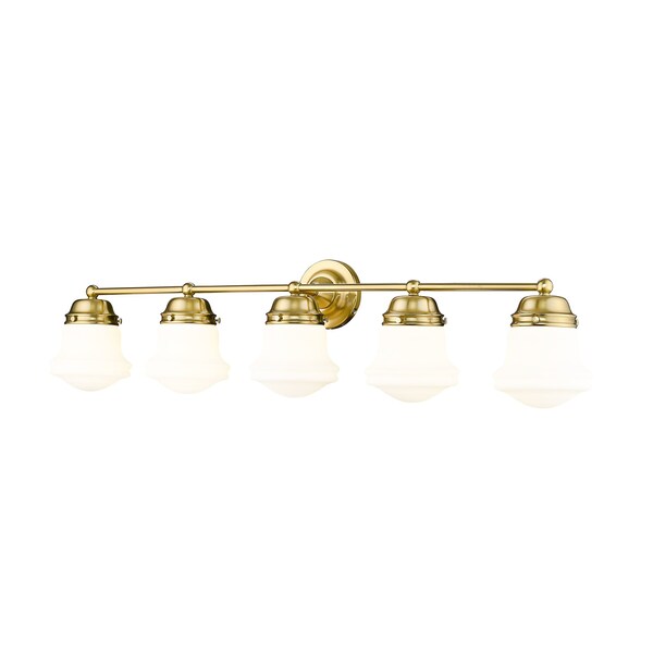 Z-Lite Vaughn Vanity, 5-Light, 7.75 In.W x 40.75 In.L x 9.5 In.H, Luxe Gold/Matte Opal 735-5V-LG - main